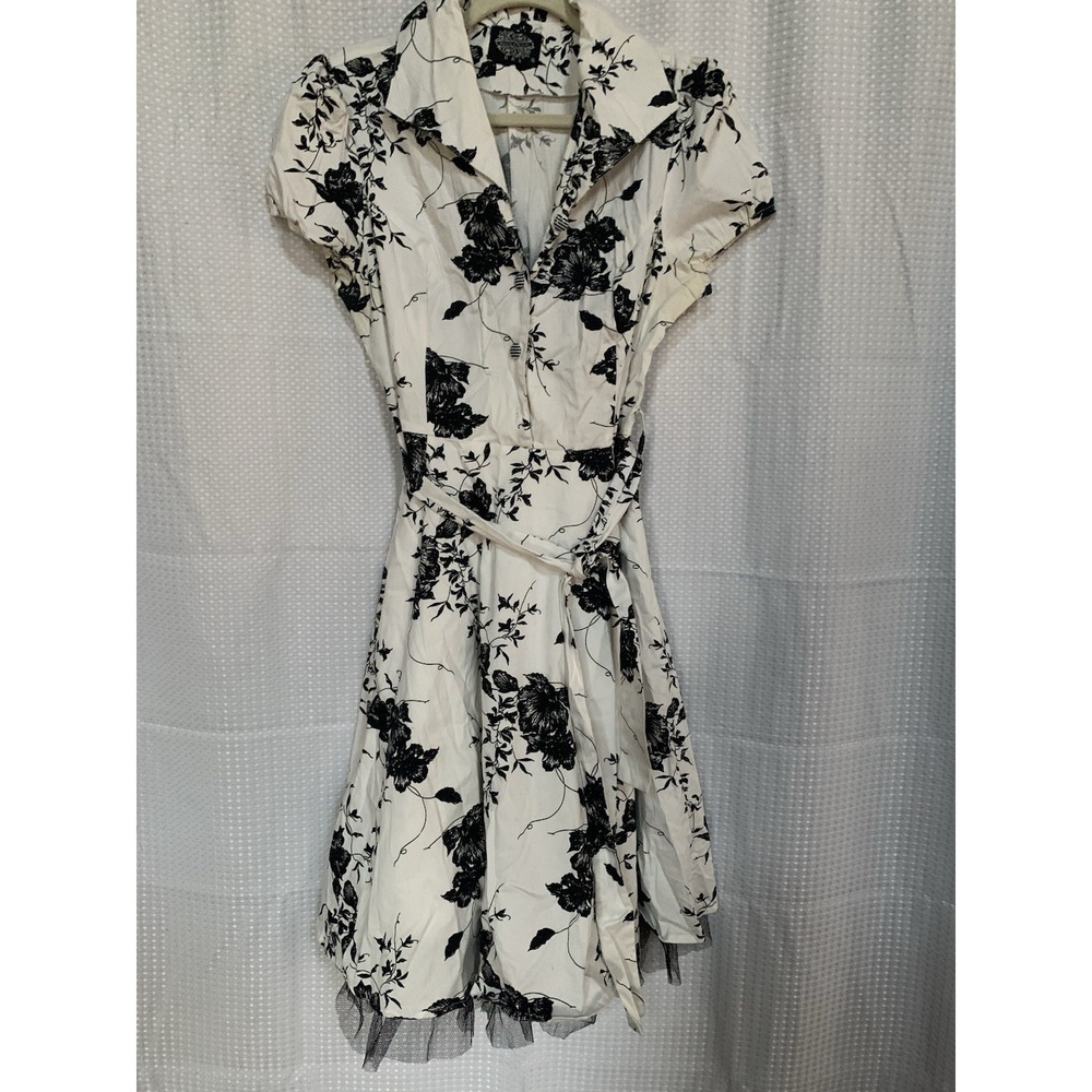 Hearts And Roses Size 16‎ Dress White And Black 1950s Style 1940s